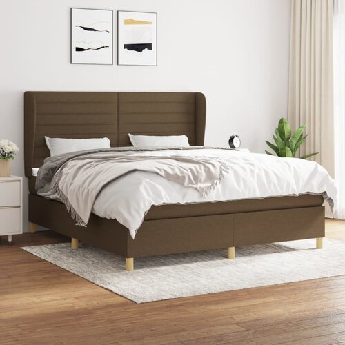  The Living Store Box spring postelja z vzmetnico temno rjava 160x200 cm blago - Box Spring Postelja, (21448728) Slike