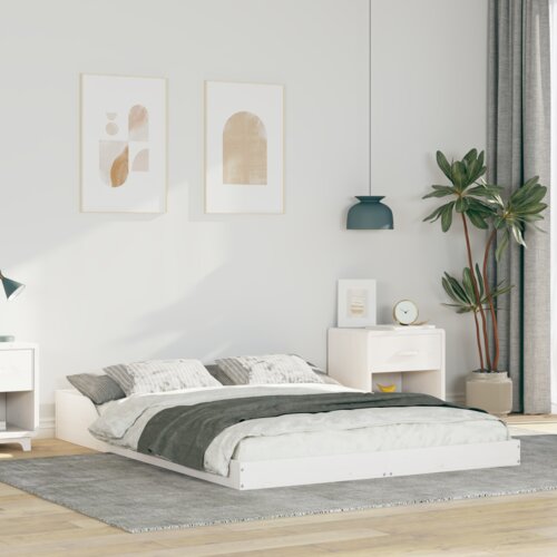 vidaXL Konstrukcija postelje Bela 120 x 200 cm Trdna borovina Cene