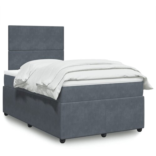 vidaXL Box spring postelja z vzmetnico temno siva 120x200 cm žamet Cene