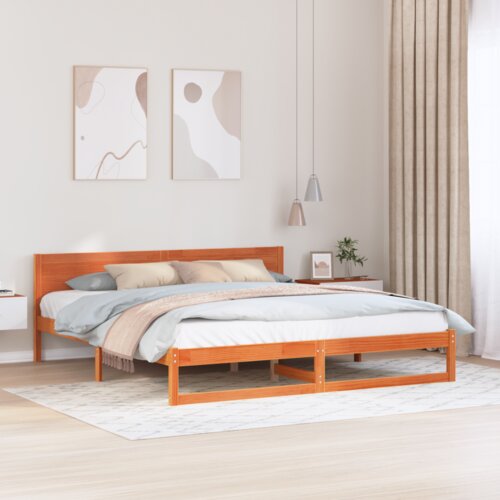  Krevet Voskast smeđi Čvrsto borovo drvo 180 x 200 cm Izdržljiv Cijene