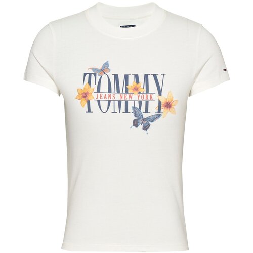 Tommy Jeans Majica safir / temno rumena / mandarina / bela Cene