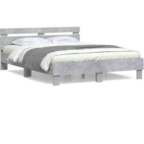 Maison Chic Posteljni okvir - Dvoposteljna postelja - Zakonska postelja z vzglavjem betonsko siv 150x200 cm inž. les-J15915, (21762148) Slike