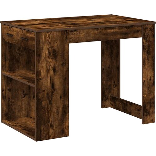  Radni stol s ladicom i policom dimljeni hrast 102x62x77,5 cm Slike