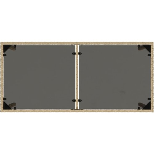  Vrtni stol sa staklenom pločom bež 115x54x74 cm od poliratana Slike