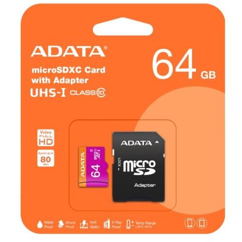 A DATA MicroSD 64GB Premier UHS Class 10, V10 100/25 Mbps microSDXC Cijene