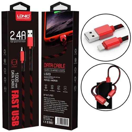 Ldnio fast usb kabal  1000mm LS23 lightning --S87 --S99 --S148 --B210 Cene