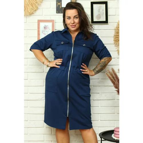 Karko Woman's Dress SC109 Navy Blue