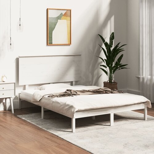 The Living Store Posteljni okvir bel iz trdne borovine 120x200 cm - Posteljni Okvir, (21530090) Slike