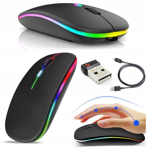 WIFI brezžična akumulatorska optična miška 1200 DPI LED RGB črna Cene