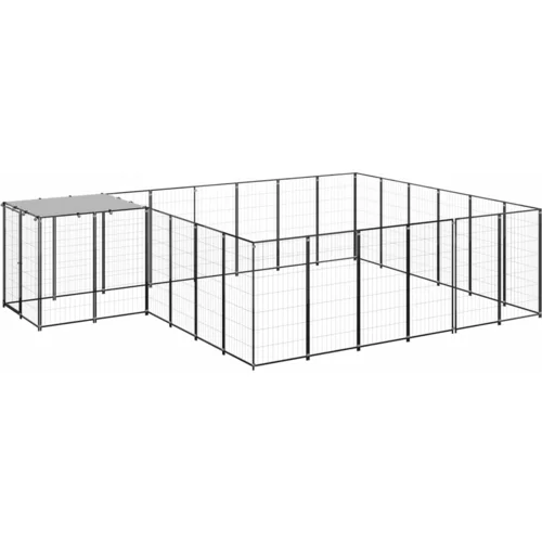 vidaXL kavez za pse crni 12,1 m² čelični