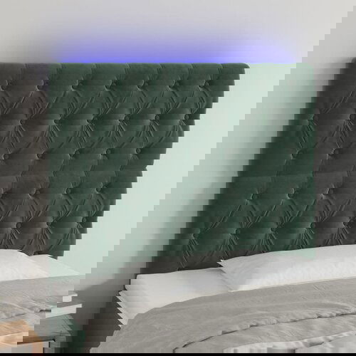VidaXL LED uzglavlje tamnozeleno 100x7x118/128 cm bar&amp;scaron;unasto Slike