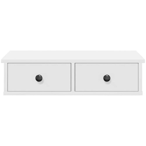 Zidna polica s ladicama bijela 60x28x15 cm konstruirano drvo Slike