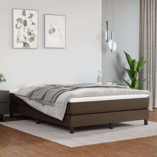  Za krevet s oprugama smeđi 140x200 cm od umjetne kože Slike