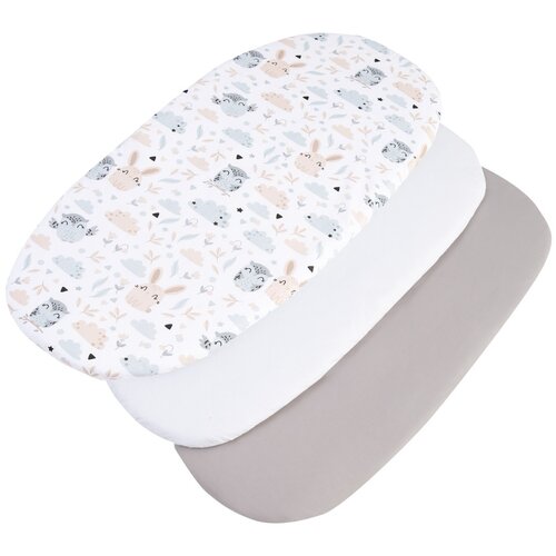 Medi Partners 3 – Pak – Fitted sheet for stroller – cotton – Polana – White – Gray Cene