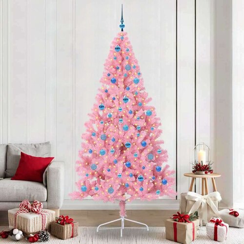 vidaXL Umjetna preddekorirana božićna jelka Roza 240 cm PVC Cene