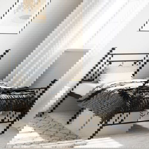 VidaXL Metalni okvir kreveta uzglavlje i podnožje crni 80x200 cm Slike