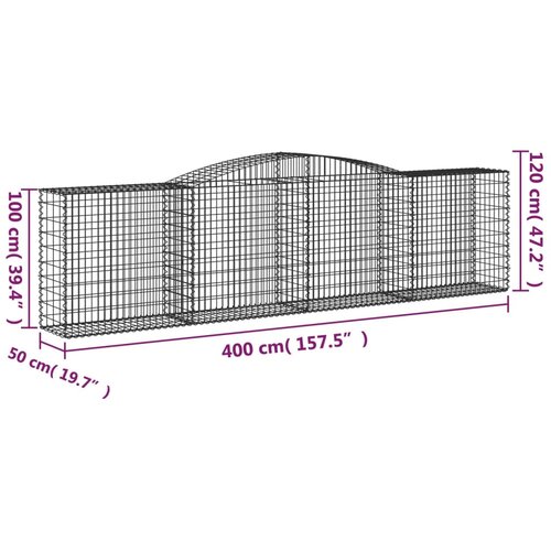  Lučne gabionske ko&amp;scaron;are 10kom 400x50x100/120cm pocinčano željezo Slike