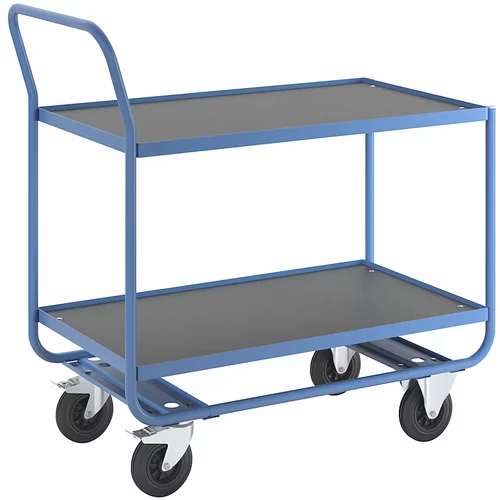 eurokraft pro Transportni voziček, nosilnost 250 kg, 2 nakladalni površini z jekleno obrobo, kolesa iz polne gume, ne puščajo sledi