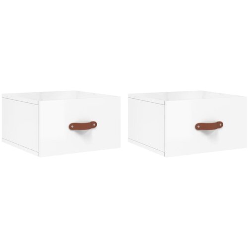 VidaXL Stenske nočne omarice 2 kosa visok sijaj bele 35x35x20 cm, (20809045) Slike