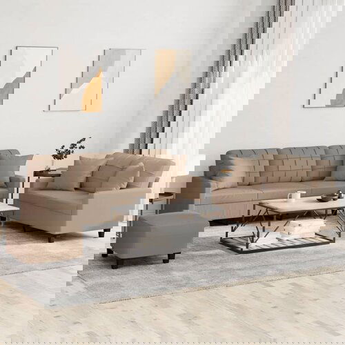 VidaXL 3-dijelni set sofa s jastucima boja cappuccina od umjetne kože Slike