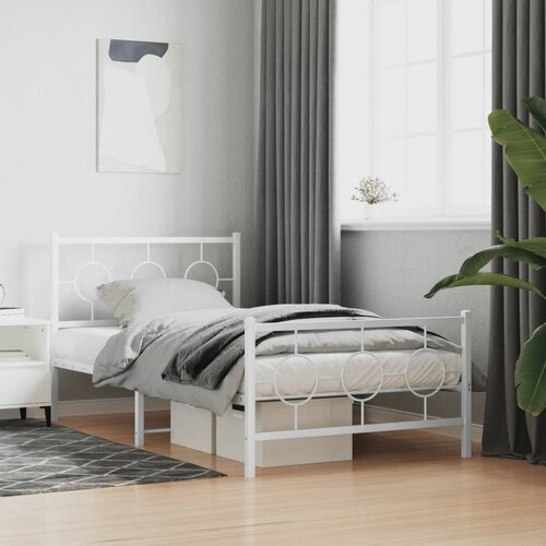 Furnova Kovinski posteljni okvir z vzglavjem in vznožjem bel 100x200 cm, (21938691) Slike