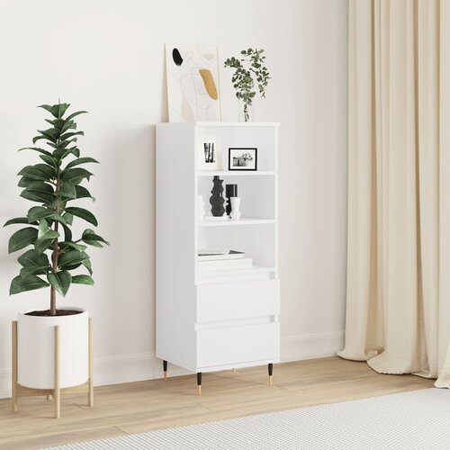  Visoka komoda bijela 40 x 36 x 110 cm od konstruiranog drva Slike