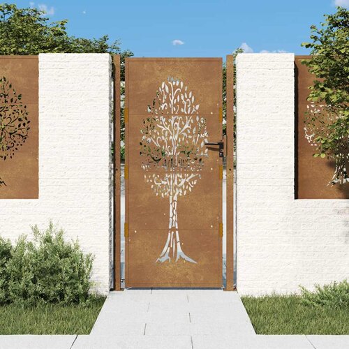  Vrtna vrata 100x175 cm Corten čelik Dizajn stabla Cijene