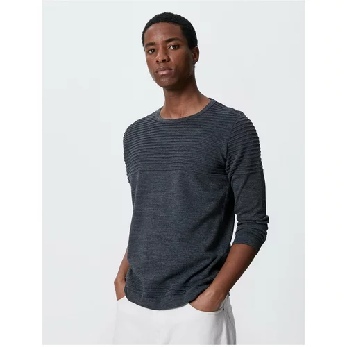 Koton Basic Knitwear Sweater Textured Crew Neck Slim Fit.