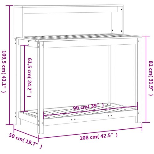  Stol za sadnju s policama 108x50x109,5 cm od masivne duglazije Slike