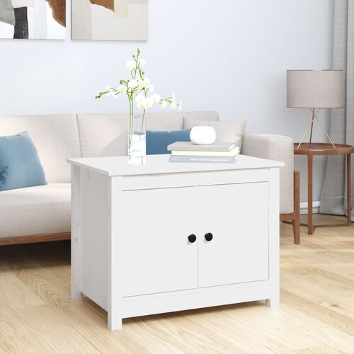 vidaXL Klubska mizica bela 71x49x55 trdna borovina Cene