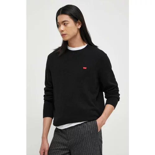 Levi's Vuneni pulover za muškarce, boja: crna, lagani