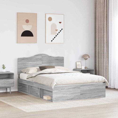  Okvir za krevet s uzglavljem Siva Sonoma 140 x 200 cm Slike