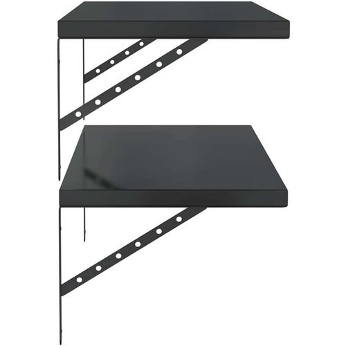 VidaXL Zidne police 2 kom 100 x 40 cm crne nehrđajući čelik Slike
