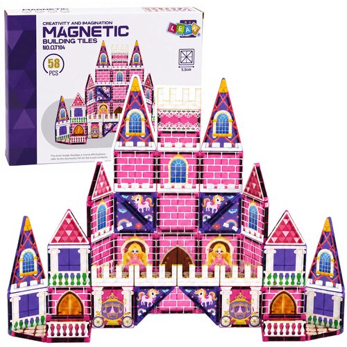 Magnetic Construction Blocks Princess Castle Pink 58 pcs. Slike