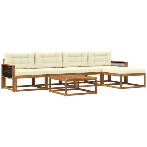 vidaXL Zunanja garnitura za sedenje z blazino 6 pcs Naravna in smetana, (5000279743) Cene