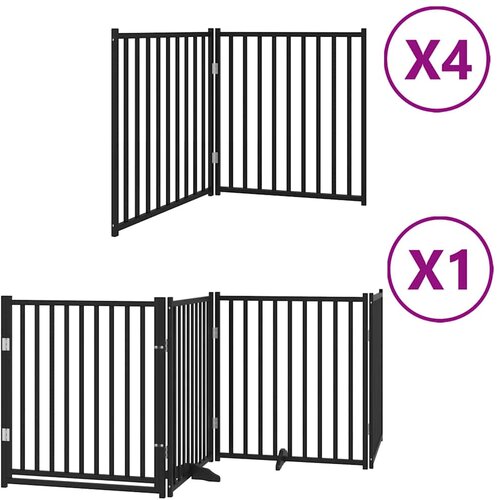  Vrata za pse s vrata&amp;scaron;cima 12 panela sklopiva 960 cm drvo topole Crna 80 x 90 x 2 cm Slike