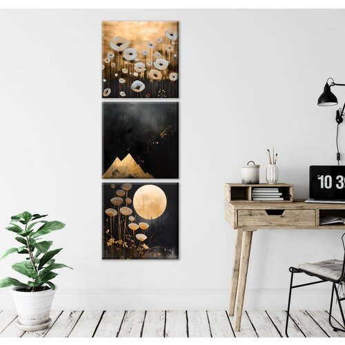 WALLXPERT FAH21 Zlato Crno Dekorativno Platno (3 Komada) Cene