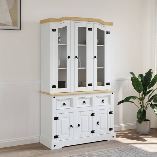  Visoka komoda Corona bijela 112x43x196cm borovina meksički stil Cene