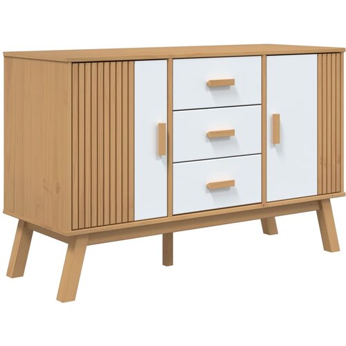 Maison Chic Komoda - Predalnik OLDEN bela in rjava 114x43x73,5cm cm trdna borovina, (21721540) Cene