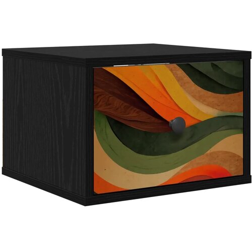  Wall-mounted noćni ormarić BONN Crni hrast 36 x 33 x 25 cm - Crni hrast Retro valni uzorak 1 Slike