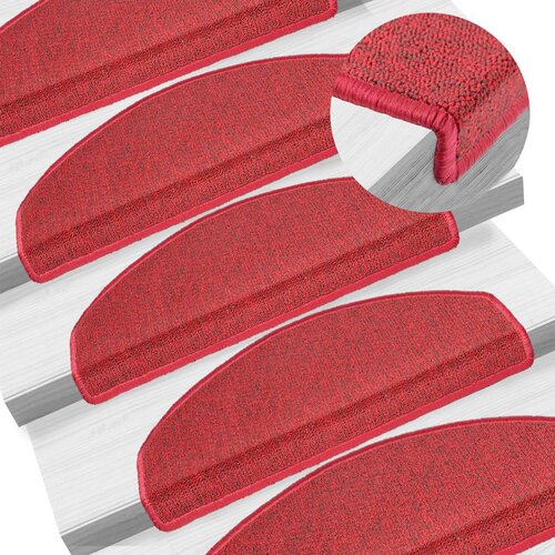  Prostirke za stepenice 15 kom 65x24x4 cm crvene poluokrugle velike Cene
