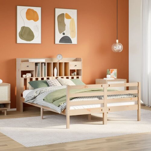 vidaXL Krevet s regalom za knjige bez madraca 140x190 cm od borovine Cijene