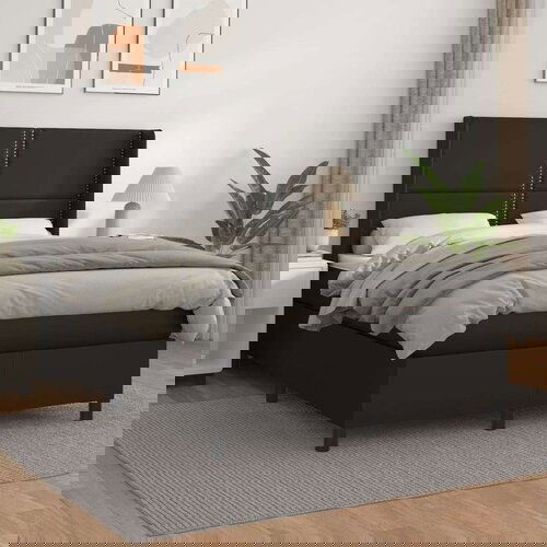  Box spring postelja z vzmetnico črn 140x190 cm umetno usnje, (20726756) Slike