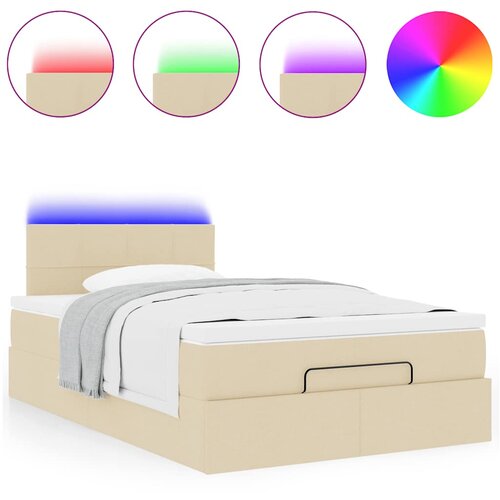 Otomanski krevet madracem i LED krem 120x190 cm tkanina Slike