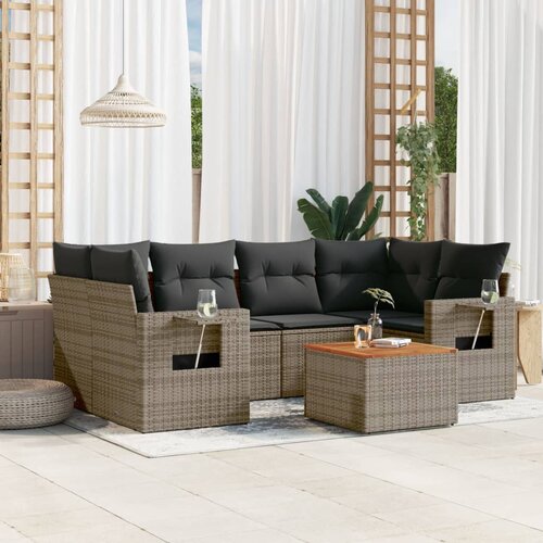 vidaXL 7-dijelni set vrtnih sofa sivi od poliratana Cijene