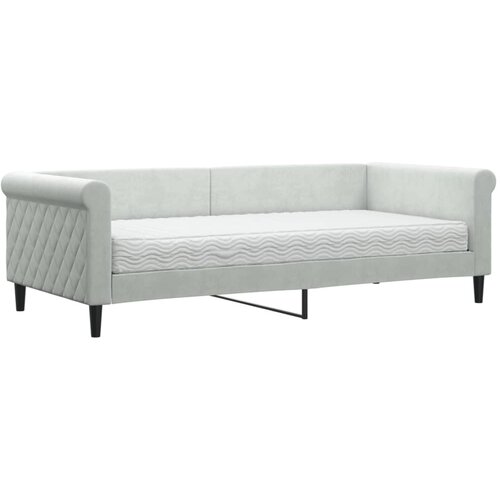 VidaXL Dnevna postelja z vzmetnico svetlo siva 90x200 cm žamet, (20929863) Slike