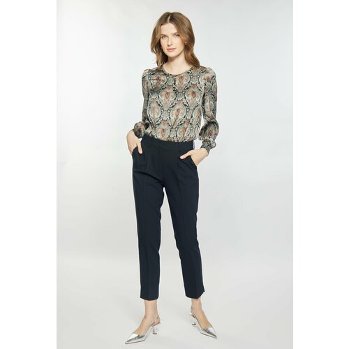 Monnari Woman's Elegant Trousers Fabric Trousers With A Straight Cut Navy Blue Slike