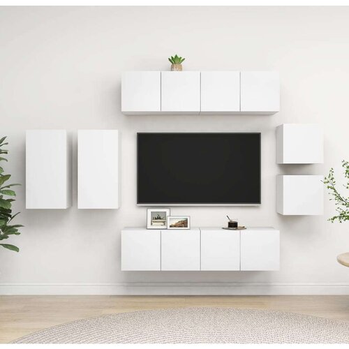  Komplet TV omaric 8-delni bela iverna plo&amp;scaron;ča, (20912574) Slike