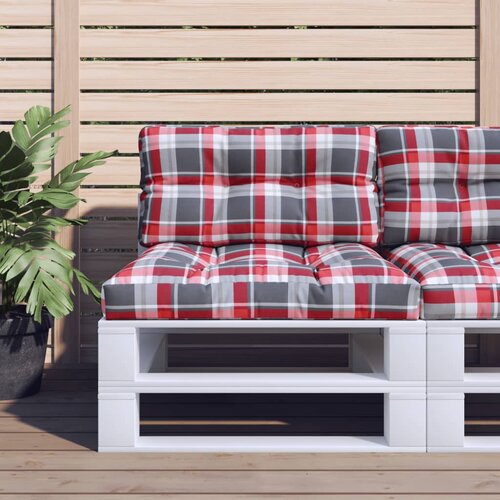 vidaXL Blazina za kavč iz palet rdeč karo vzorec 70x40x12 cm Cene