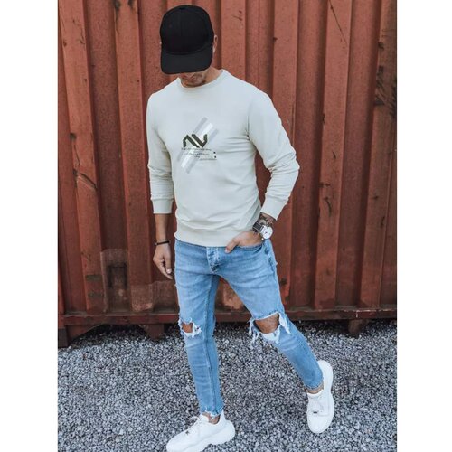 DStreet Beige BX5363 men&amp;#039;s sweatshirt with print Slike